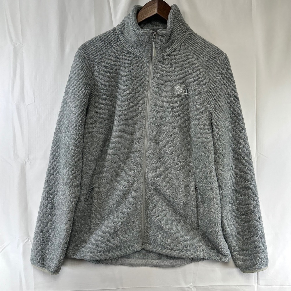 The North Face Osito Fleece Jacket Womens Large Gray Full Zip Soft Fuzzy